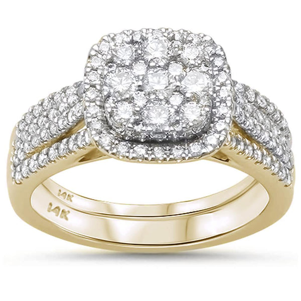 1.07ct 14k Yellow Gold Diamond Engagement Wedding Bridal Set Ring - 01SN38